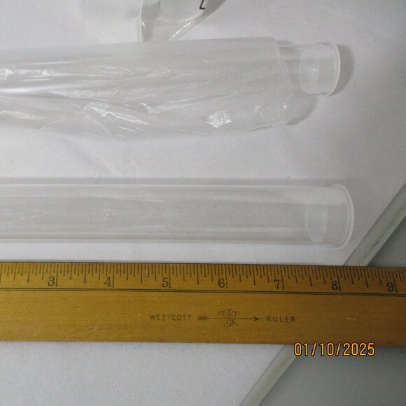 Lot of 25 NEW  Clear Plastic 8" Tubes with Caps - Picture 2 of 3